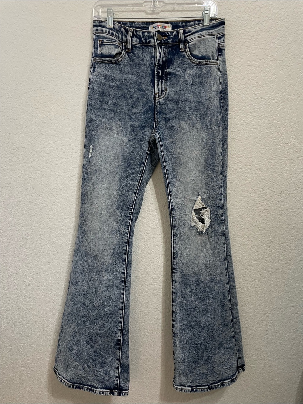 Risen Jeans x Freckled Poppy Soho Chic Distressed Mid Rise Flare Jeans Size 9/29